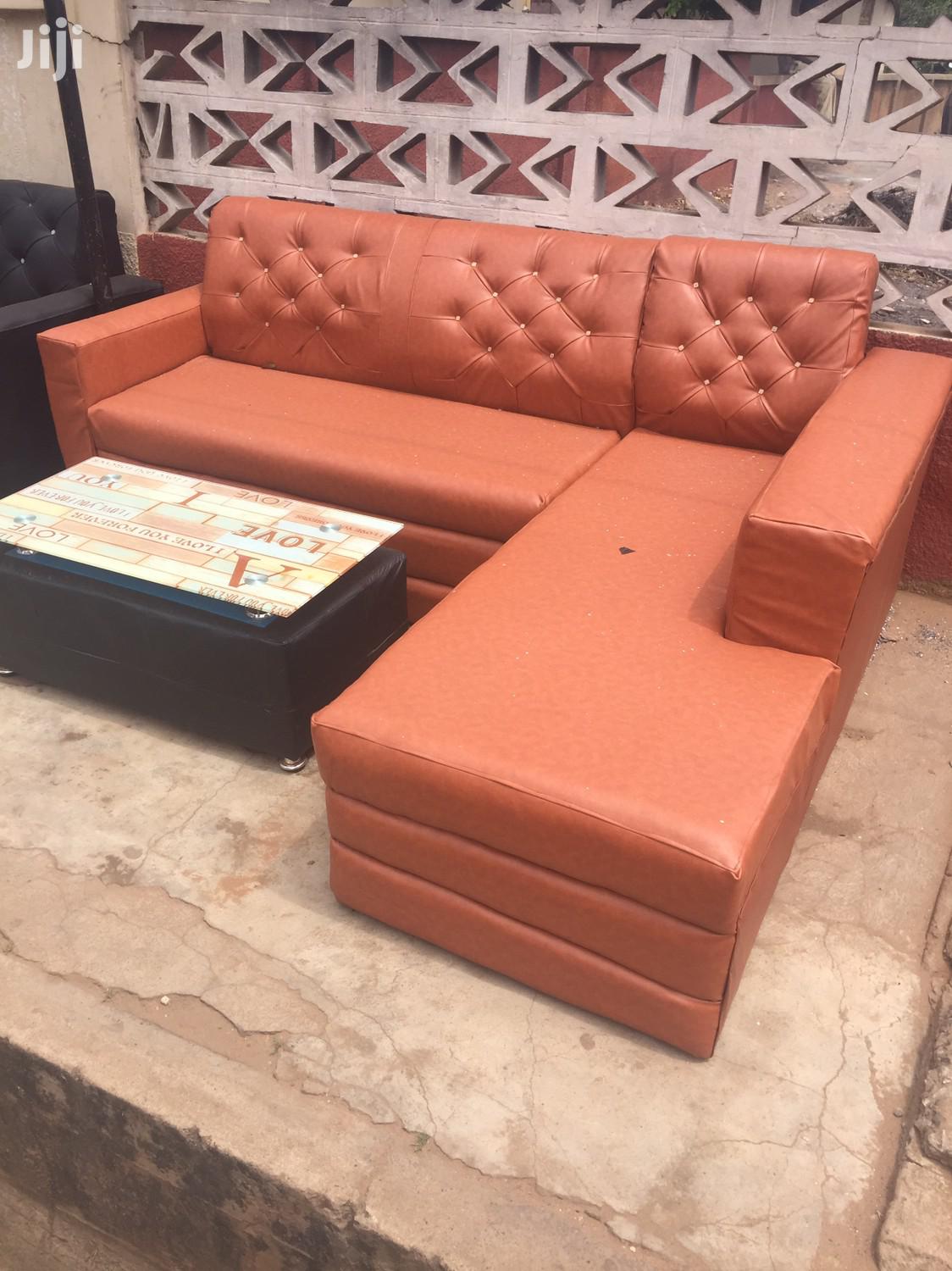 Ghana Made L Shaped Sofa With Center Table For Sell. in Anyaa
