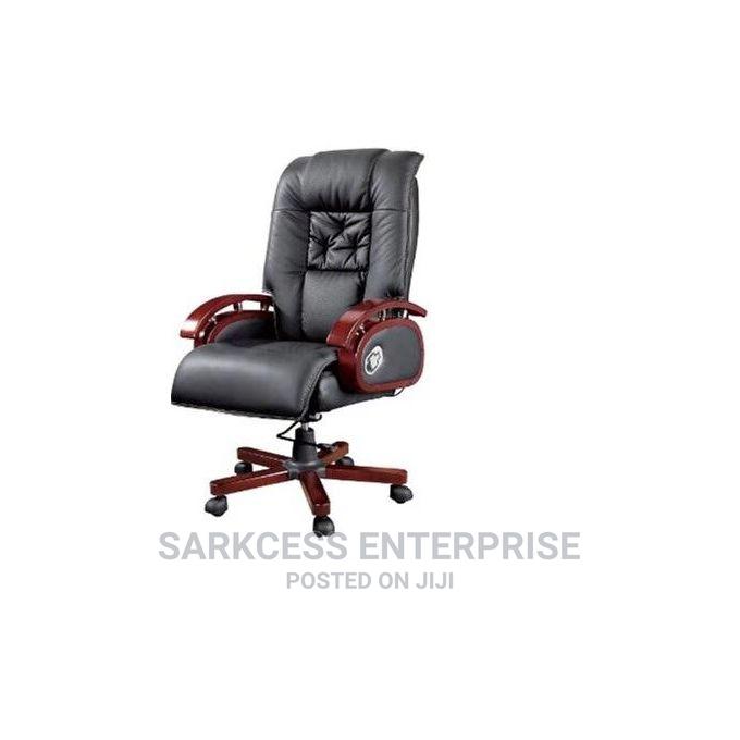 High Back Leather Executive Swivel Office Chair Black in Tema