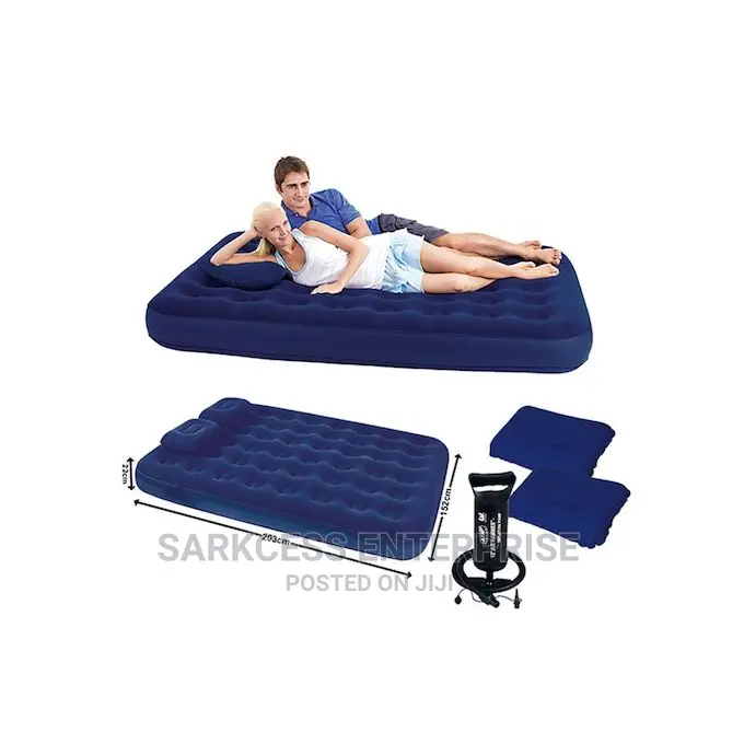 Bestway Double Air Bed With Pump and Pillow Blue/Black in Tema