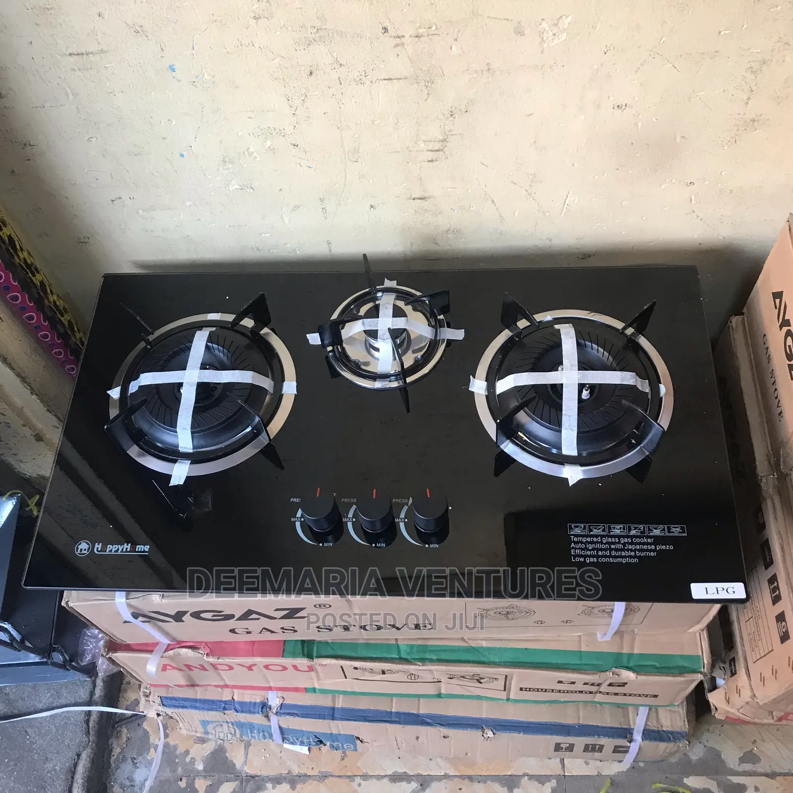 Happyhome Built in 3 Burner Auto Ignition Glass Top Gas Hob in Dansoman