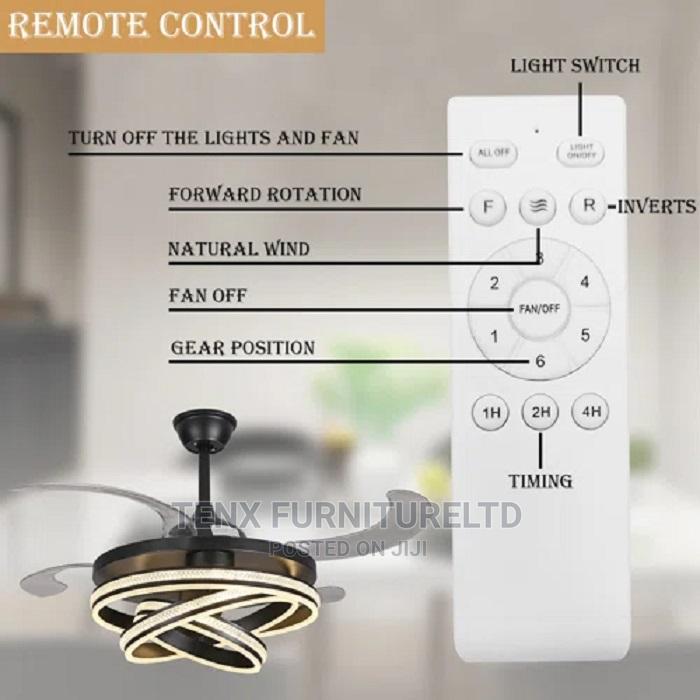 Retractable Ceiling Fan, Led 3 Color Brightness Adjustable in Accra