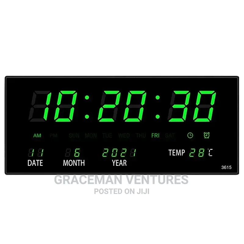 Led Display Digital Clock Date Temperature Wall Alarm Clock in Spintex