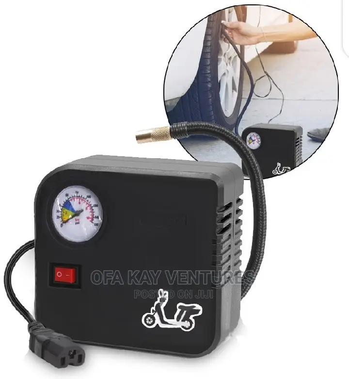 12V Portable Air Compressor Built in Pressure Gauge Inflator in Spintex