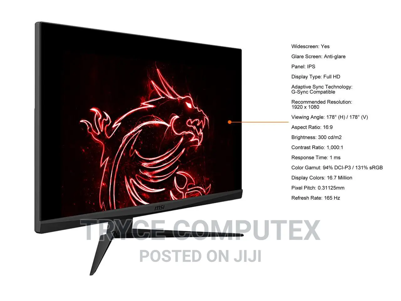 MSI OPTIX G273 165hz Gaming Monitor in Lapaz - Computer Monitors, Tryce ...