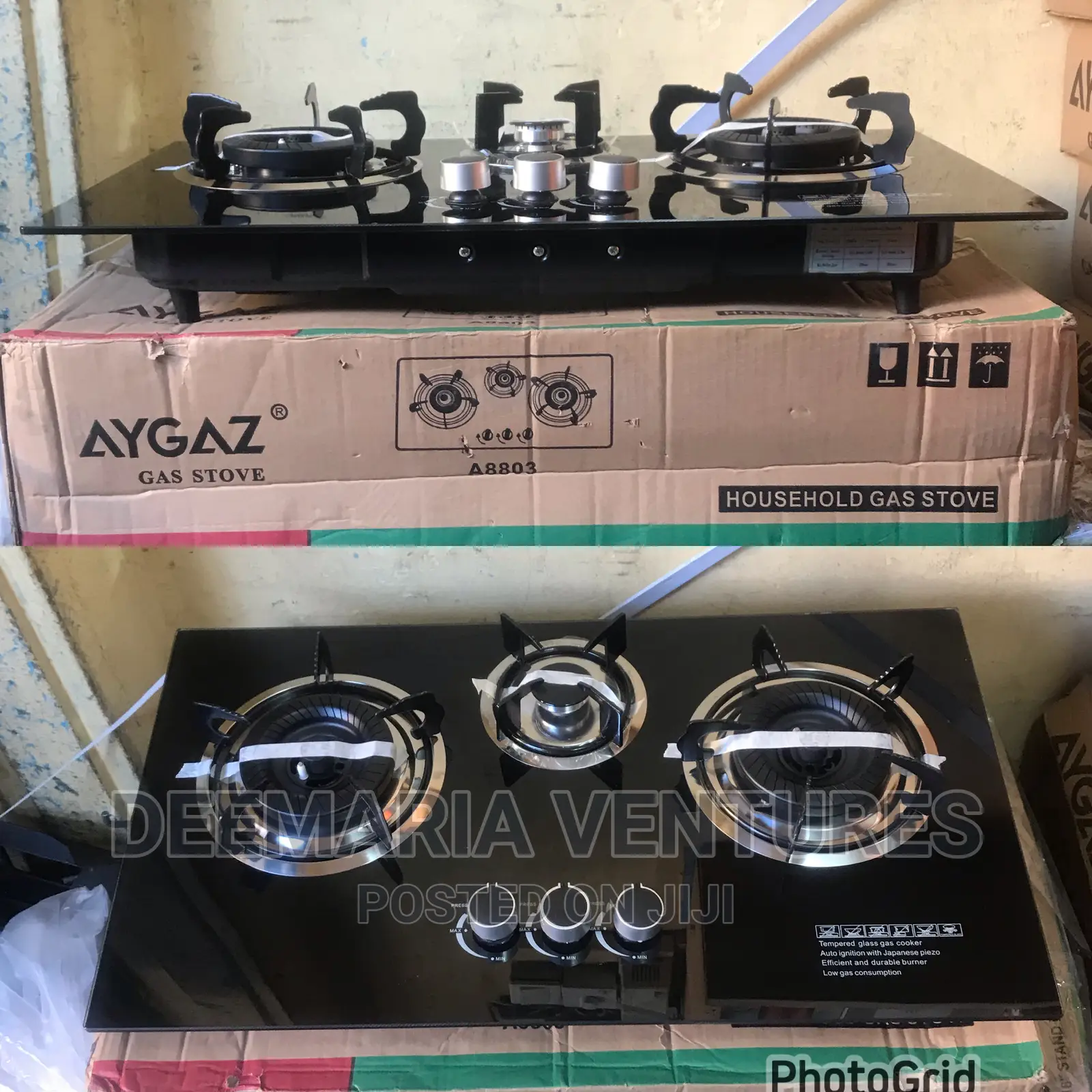 AYGAS Built in 3 Burner Auto Ignition Glass Top Gas Hob in Dansoman