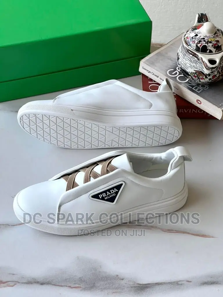Classic Prada All White Low Easy Wear Sneakers in Accra Metropolitan