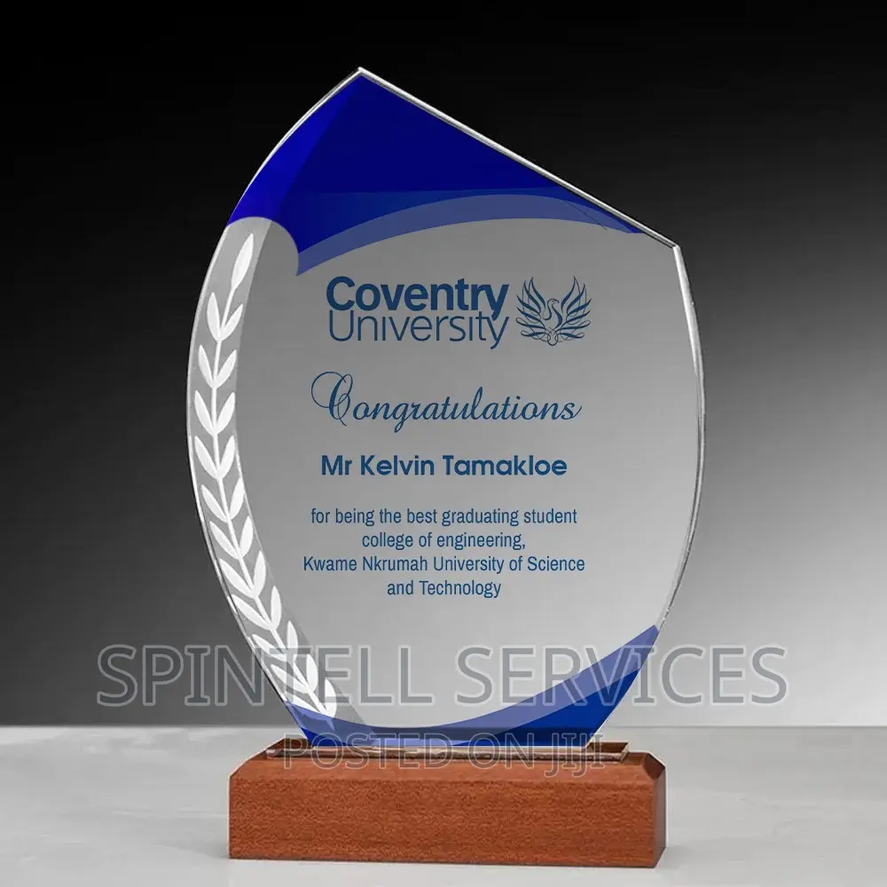 Award Crystal Plaque Citations in Accra Metropolitan Arts & Crafts