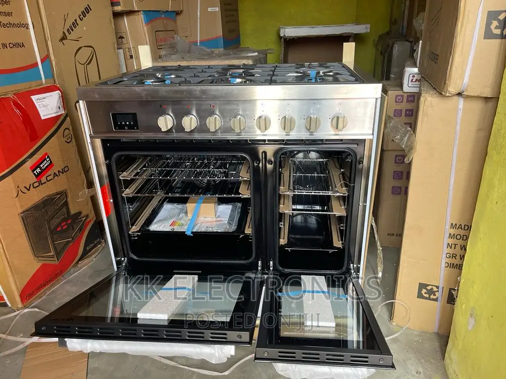 New World 90cm Dual Fuel Range Cooker Pure Stainless in Accra