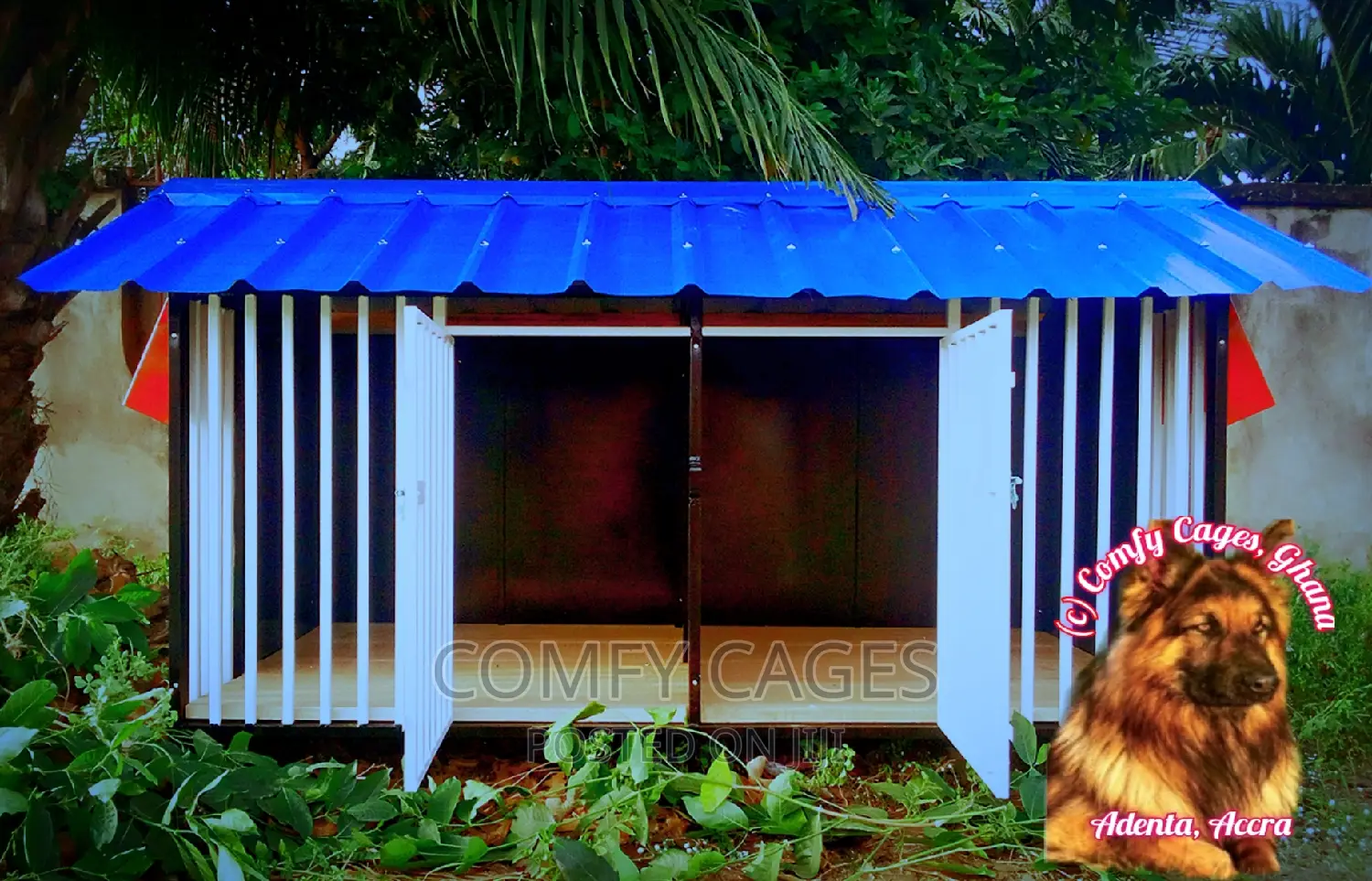 New Black Double Galvanized Steel Comfy Security Dog Cage in Adenta