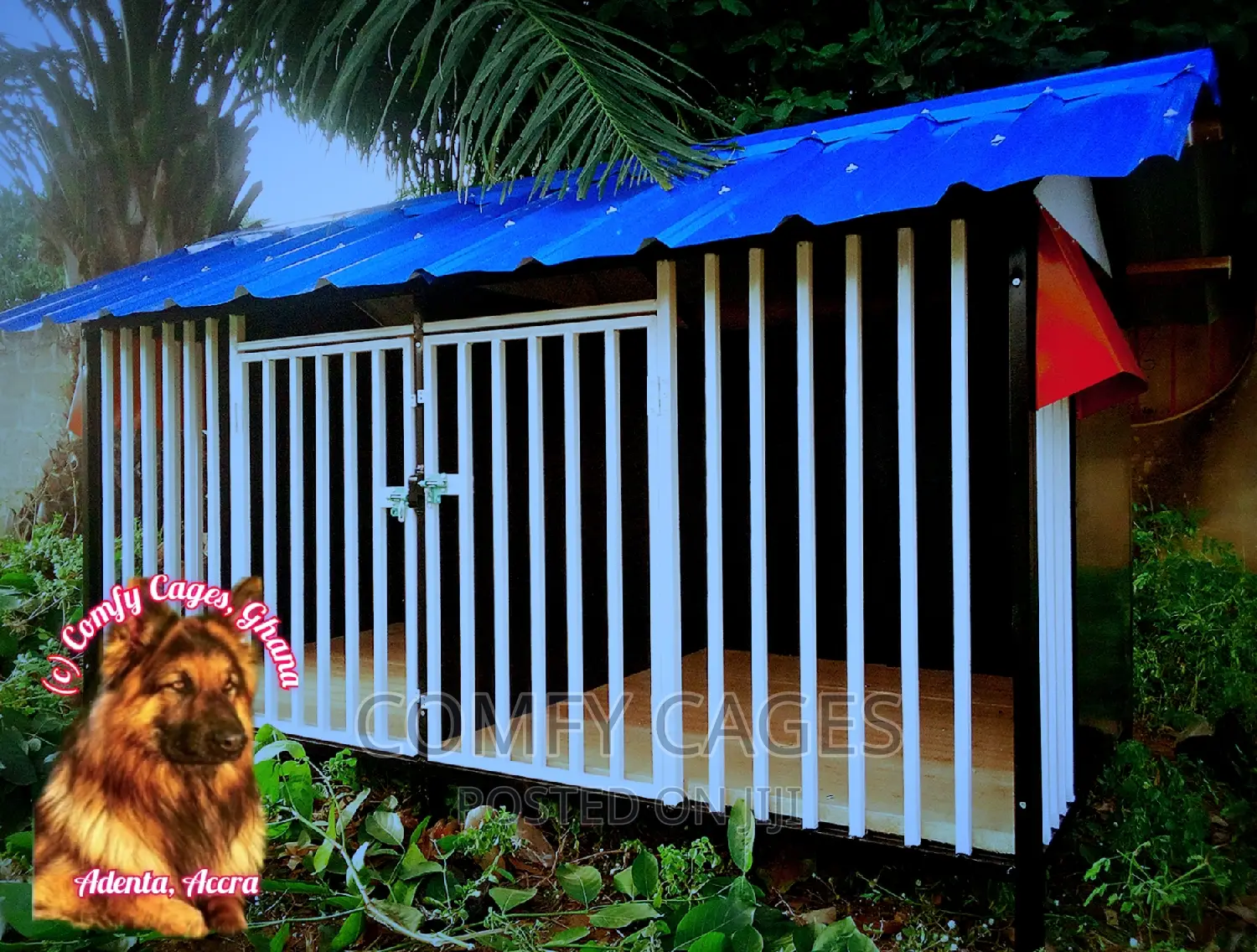 New Black Double Galvanized Steel Comfy Security Dog Cage in Adenta