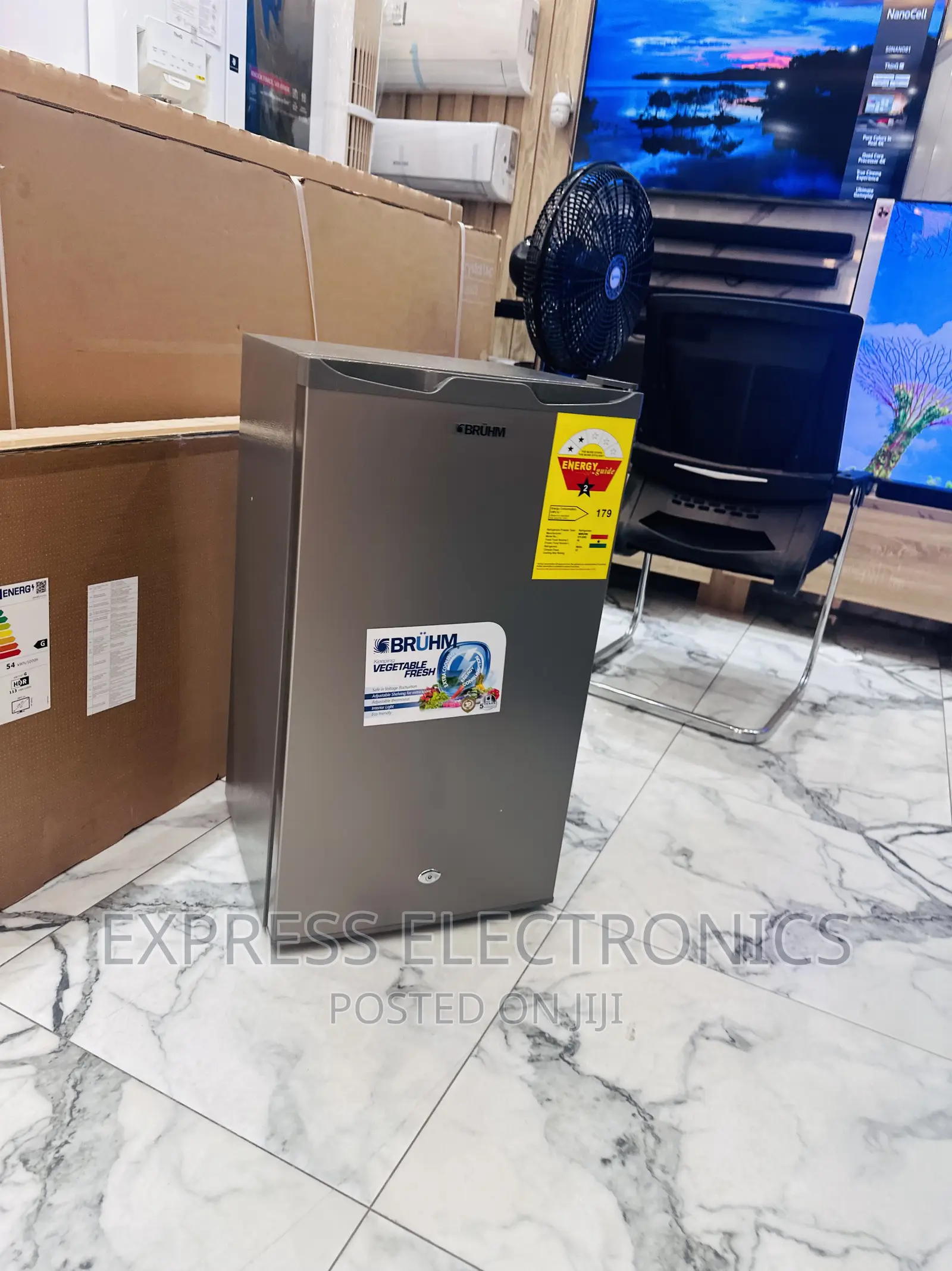 Table Top Fridge Bruhm Single Door Sleek Grey Best in Adabraka