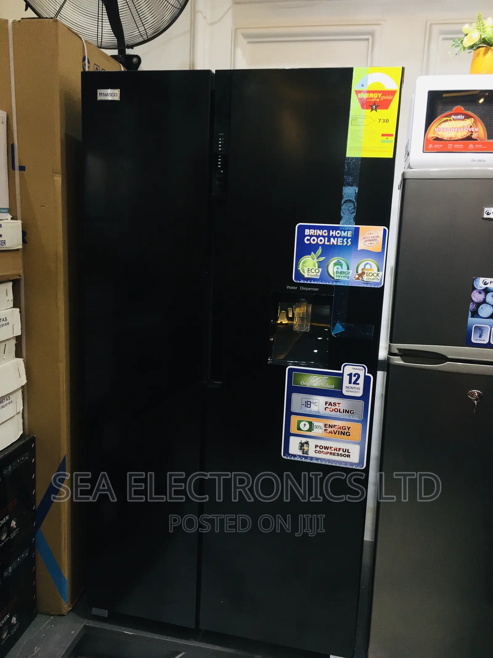 Nasco 528litre SidebySide Refrigerator Mirror Black in Accra