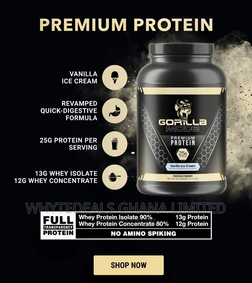 Gorilla Mode Isolate Whey Protein 4 WeightGain Muscles in Kumasi