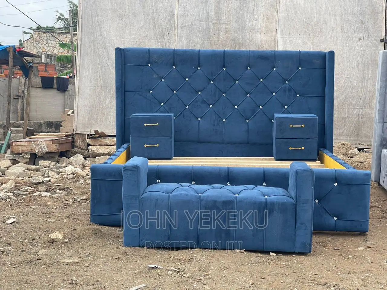 Queen Size Bed Frame With Atoman and Drawers in Achimota Furniture