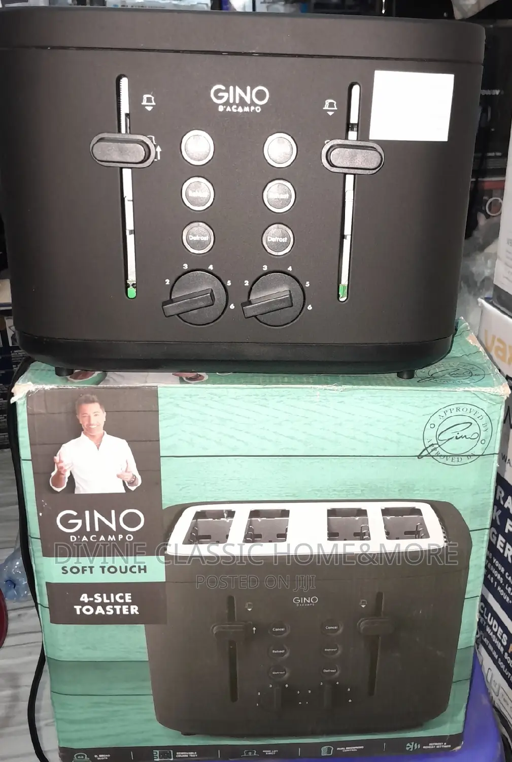 Gino d'Acampo 4 Wide Slice PopUp Bread Toaster in Mataheko Kitchen