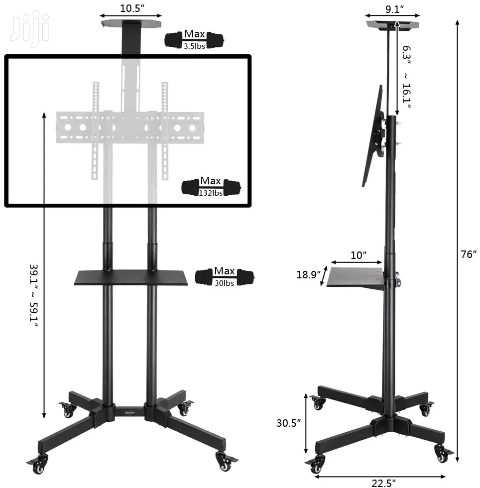 Fleximounts Mobile TV Cart With Wheels LCD Stand For 32"70 in Accra